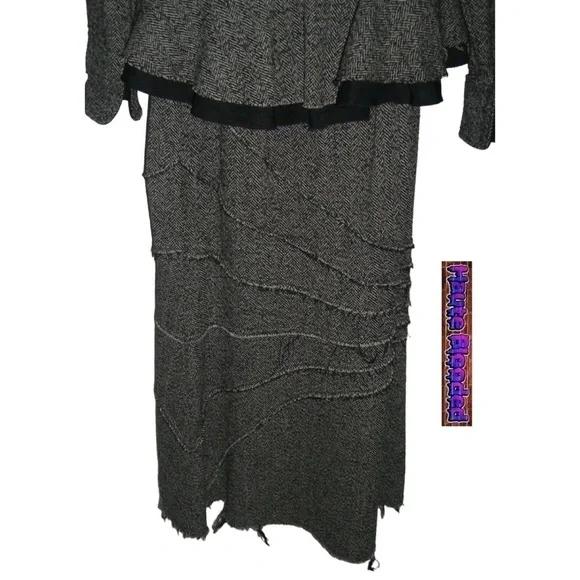 y2k Design Today's Tweed Fray Vintage Suit Punk Dark Academia Steampunk 90s Wool - Picture 8 of 16